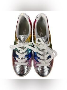 Skechers Platform Rainbow Metallic Snakeskin Sneakers Women's Size 9